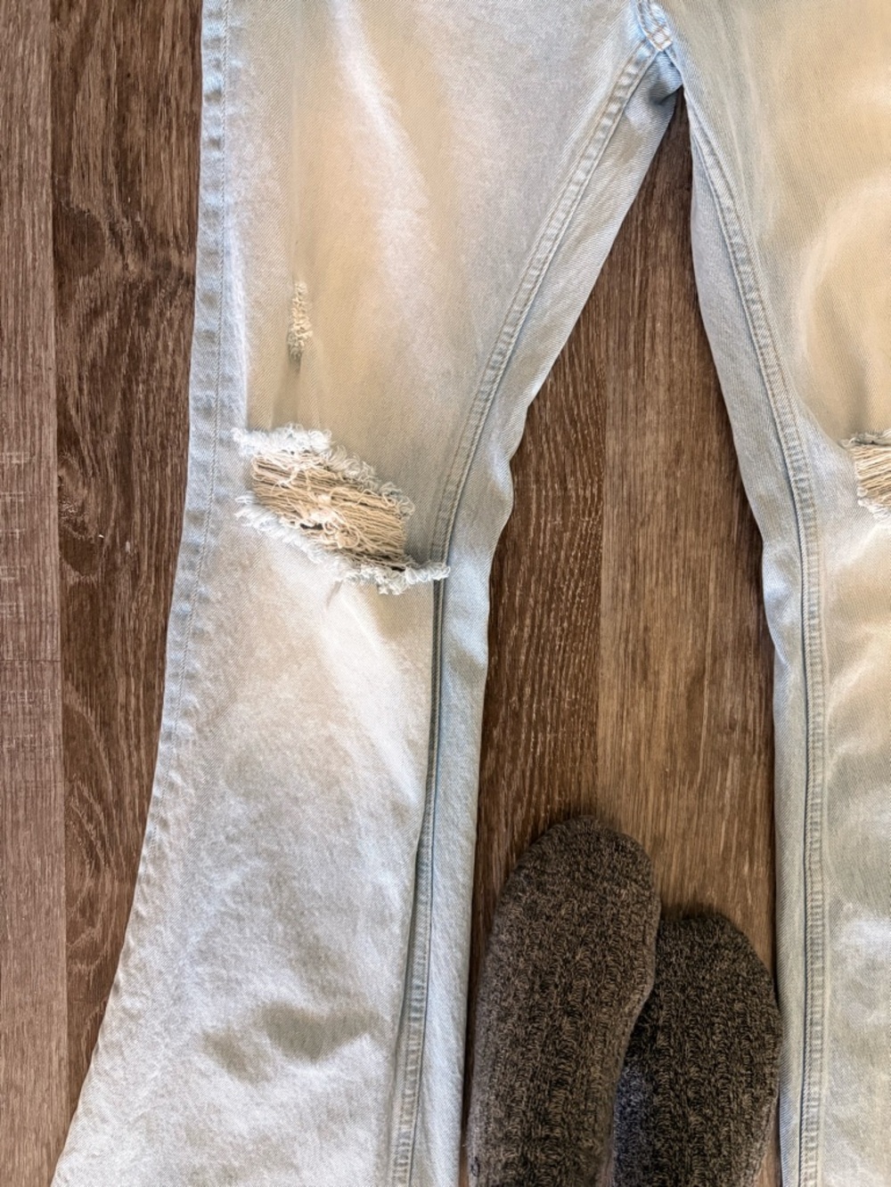 Zara Light Blue Distressed Flare Jeans - Picture 8 of 10